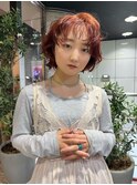 【オレンジ×レイヤーボブ】#ダブルカラー#ケアブリーチ#韓国