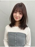 レイヤー/ミディアムレイヤー/レイヤーカット/ベージュカラー