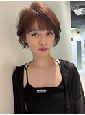 大人のショート#くびれヘア#アプリコットオレンジ