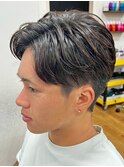 ニュアンスセンターパートフェザーパーマコンマバング波巻き眉毛