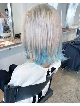 ニュート(Neut ) ホワイトシルバー裾カラー水色/ケアブリーチデザインカラー/