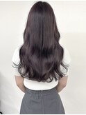 韓国ヘア/暗髪ロング/ラベンダーカラー
