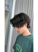ミニウルフ×ラフパーマセンターパート