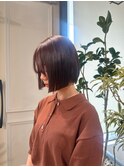 暖色ブラウン×パツッとボブ