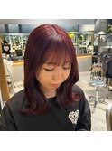 ブリーチなしカラーカシスレッド
