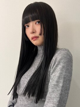 シーン(SCENE) アッシュブラック　ぱつっと　姫カット　ロング【天神/今泉】