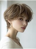 ☆ダークパープルナチュラルショートミルクブラウン髪質改善ボブ