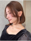 内巻き切りっぱなしボブ/９トーンベージュブラウン/タッセルボブ