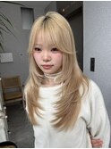 ハイトーン天神大名レイヤーカットデザインカラーブリーチ