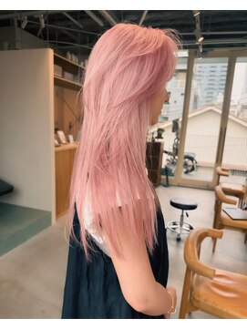 エルム 原宿 表参道(yelm) 【ピンクベージュ×ロング】#ダブルカラー#ケアブリーチ