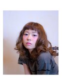 「ショートバング」×「リッジパーマ」
