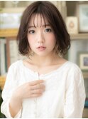 インナーカラー透け感くせ毛風前下がりボブc5北浦和