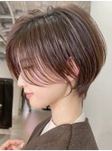 30代40代50代/丸みショート/クビレ/前髪あり/ブラウン/表参道