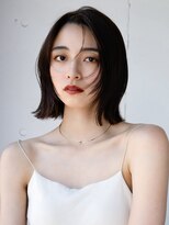 エインアンリー 表参道(AIN.ANLY.) ◯ぱっつん前髪流し前髪薄めバング短めバング顎ライン耳かけボブ