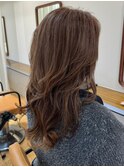 ミルクティーベージュダブルカラーケアミディアムボブパーマ