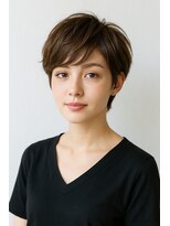 アボヘアー(Abo hair)&nbsp;丸みショート顔周りカット小顔カット大人ボブ艶カラー