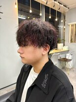 ミーク(meak)&nbsp;パープルメッシュ×ツイストパーマ