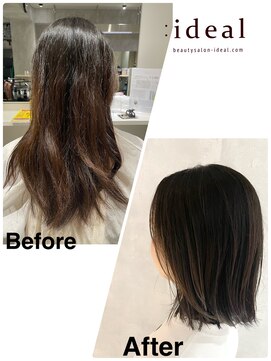 アイディール(:ideal) ロングヘアからスタイルチェンジ☆顔周りレイヤー×外ハネボブ