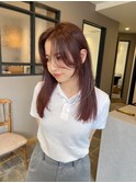 韓国ヘア20代30代レイヤーカット暖色カラーピンクラベンダー