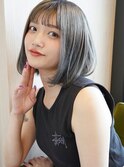 アッシュブルージュ×切りっぱなしボブ