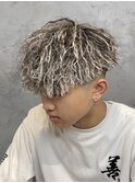 縦落ちツイスパ ホワイトメッシュ