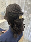 ハーフアップ／結婚式／お呼ばれヘア／参列へア／二次会へア