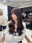 韓国ヘア/顔周りカット/ブリーチなし/暖色カラー/ピンクカラー