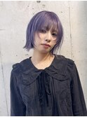 顔周りレイヤーカット/ボブ/バイオレットカラー/ブリーチ