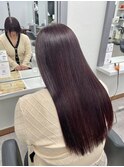 カシスレッドボルドー髪質改善ストレート