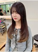 韓国前髪顔周り×小顔レイヤー[横浜/縮毛矯正/丸型卵型逆三角形]