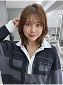 くびレイヤーボブルフネビージュ小顔ワンレンこなれミディ