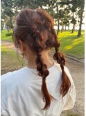 冬の大人ガーリー◎ツイン編みおろしヘアセット