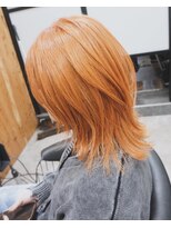 ヘアテリア リュウ 大塚(hair teria ryu) フルブリーチ/オレンジ/ミディアムウルフ