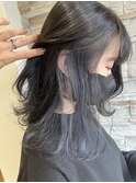 インナーカラー×ネイビーブルー×暗め