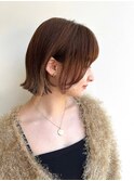 大人ショートボブ前髪ありフェイスレイヤー丸顔面長絶壁K0728