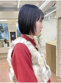 切りっぱなしボブ ミニボブ シースルーバング ボブ/rena