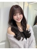 くびレイヤー美髪ケアカラーエアリーロングピンクブラウン