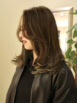 ◆ロングレイヤーカット/ハイライト/外国人風カラー/オリーブ