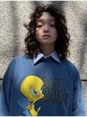 スパイラルパーマ × ミディアムヘア