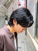 艶センターパートスペインカールブルーブラック韓国マッシュ