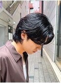 艶センターパートスペインカールブルーブラック韓国マッシュ