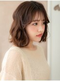 シースルーバング抜け感ゆるふわ外ハネエアリーボブパーマV大宮