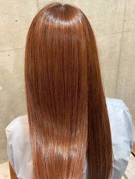 エヌアンドエー 草加店(N&A) 美髪効果◎ツヤ感アップ！オレンジブラウンストレートロング