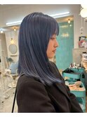 本厚木◎ロングブルーカラー前髪あり◎髪質改善トリートメント◎