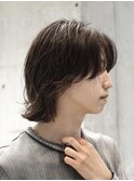 大分メンズミディアムレイヤーボブウルフニュアンスパーマ