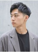 ビジネスパーマビジネスショート眉上ショート短めバングメンズ