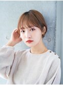 ピンクベージュ/ミディアムストレート/おしゃれ女子ウルフ