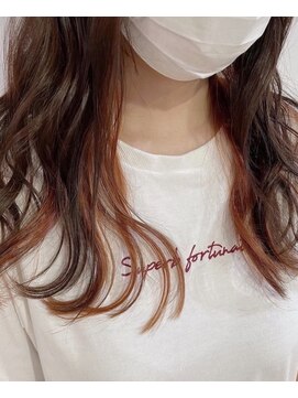 アローズ 荒尾店(arose) 10代20代♪ゆるふわコテ巻きアレンジ♪インナーオレンジ♪