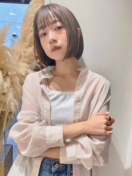 トルネード(TORNADO) 切りっぱなしボブ ベージュ シースルーバング t1020