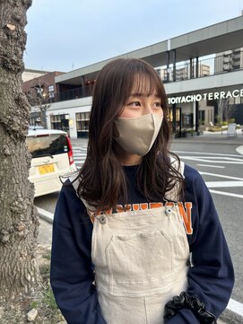 チャプター 問屋町(chapter) マロンブラウンカラー顔周りレイヤーカットブリーチなしカラー